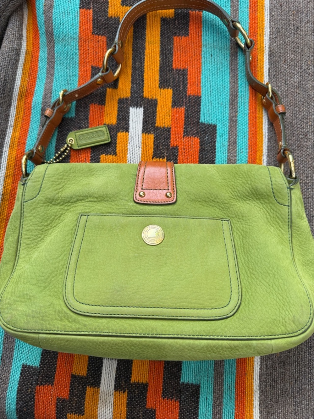 COACH Vintage Chelsea Fern Green Suede Shoulder Bag Y2K 2005 - Picture 2 of 15